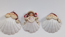 Seashell Christmas Holiday Ornaments set of 3 Santa Claus , Angel - £8.61 GBP