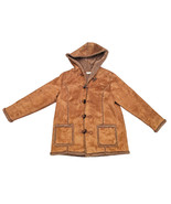 LL Bean Womens Faux Suede Fur Coat Toggle Hooded Sherpa Shearling Sz XL ... - $65.14 CAD