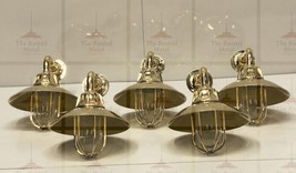 Maritime Handmade Antique Brass 90 Degree Sconce Swan Ship Light With Sh... - £524.63 GBP