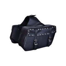 Vance Leather 2 Strap Studded Zip-Off and Throw Over Motorcycle Saddleba... - £83.58 GBP
