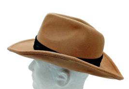 Gangster Fedora Hat Classic Wide Brim Cap Brown Men Women 8.5&quot; Inside Diameter - £14.70 GBP