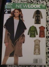 New Look 6474 Fall Style Draped Coat or Vest in 2 Lengths Sz 6-16 Sewing Pattern - £11.09 GBP