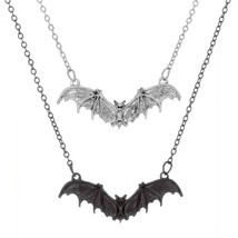 BAT NECKLACE 16&quot; Chain Flying Wings Spread Charm Pendant Vampire Halloween NEW - £6.37 GBP