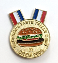 VTG McDonald&#39;s Taste Trials Game Crew 2000 Hamburger Medal Enamel Pin Advertise - $11.69