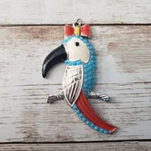 Vintage Pendant Large Blue Parrot with Bow (No Chain Included) - £13.58 GBP