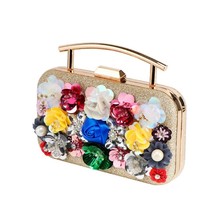 Sweety Flower Decoration Banquet Bag   Evening Bag Shiny  Beaded Handbag Fashion - £99.96 GBP