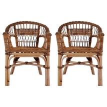 Outdoor Chairs 2 pcs Natural Rattan Brown - £212.86 GBP