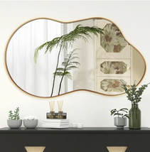 Irregular Wall Mirror cloud shape Mirror 24” 36”, Gold - £116.71 GBP