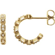 Authenticity Guarantee 
14k Yellow Gold Diamond J Hoop Earrings - £593.94 GBP+