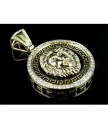 2.40 Ct Round Cut Diamond Lion Head Medallion Pendant Solid 14k Yellow G... - £155.69 GBP