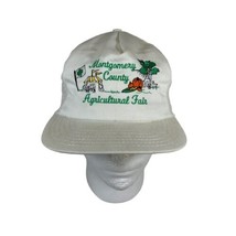 Vintage White Montgomery County Agricultural Fair SnapBack Hat Mesh Back Trucker - £14.69 GBP