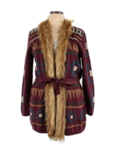 NWT Tasha Polizzi Garibaldi Cardigan in Mulberry Faux Fur Collar Sweater... - $158.40