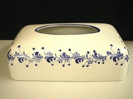 DELFT BLUE &amp; WHITE Hand Painted Ceramic/ Porcelain BATH TISSUE Box COVER... - £39.31 GBP