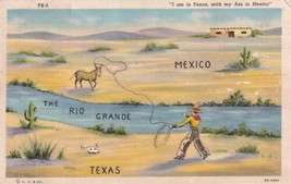 I Am In Texas With My Ass In Mexico Rio Grande Cowboy Comic Postcard C20 - £2.35 GBP