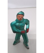 Vintage BARCLAY Lead Cast Male Green With Red  Skater Paint Wear - $13.46