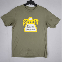 Converse Shirt Men&#39;s Size Small Olive Green Vtg Logo Crew Neck Tee Short... - $10.86