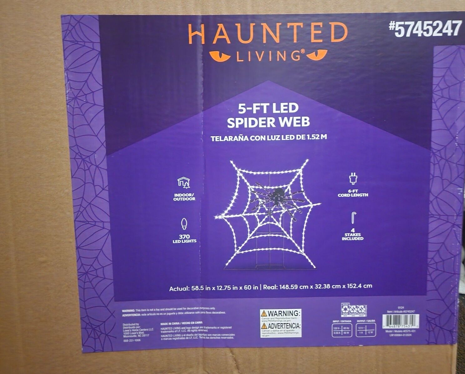 Haunted Living 5-ft LED SPIDER WEB - FREE STANDING Halloween Decoration