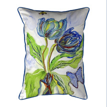 Betsy Drake Tulips &amp; Morpho Large Indoor Outdoor Pillow 16x20 - £37.59 GBP