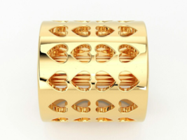 14K Solid Yellow Gold Handmade Heart Cutout Round Tube Beads For Jewelry... - $7,211.03 MXN