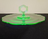 Uranium Vaseline Green Glass 10” Tidbit Serving Tray with Handle Vintage - £19.10 GBP