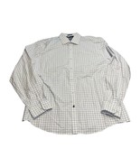 Tommy Hilfiger Dress Shirt Men&#39;s 16.5 Ivory Blue Plaid Slim Fit Formal B... - £22.03 GBP
