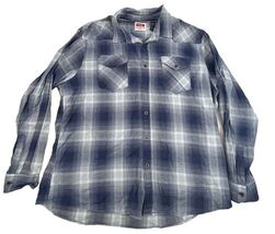 Wrangler Men's Western Flannel Shirt Size 2XL Plaid Blue Long Sleeve Cotton - $21.39