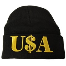 USA Dollar Sign Money Black Gold Beanie Skull Cap Toque Mens Style Street Wear - £11.15 GBP