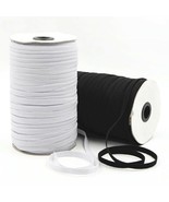 Flat Braided Elastic Band 1/5&quot; (5mm) width White Black 90-130 yards Roll - £17.72 GBP