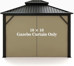 Gazebo Universal Replacement Privacy Curtain – Hugline 10&#39; X 10&#39; Gazebo, Khaki - £34.36 GBP