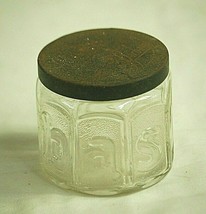 Vintage Barbasol Shaving Jar Clear Glass Black Metal Lid Raised Letters ... - $405.79 MXN