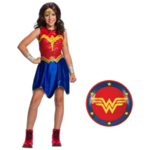 Girls Wonder Woman DC Comics WW84 1984 Dress 7 Pc Halloween Costume-sz 8/10 - £23.37 GBP