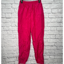 Vintage Casual Isle Windbreaker Pants Womens Size L Hot Pink Nylon Lined Running - £19.86 GBP