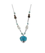 BARSE STERLING SILVER 925 TURQUOISE MULTI GEMSTONE DROP NECKLACE - £65.09 GBP