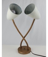 Vintage Double Gooseneck Desk Lamp Fiberglass Shades (painted) white wor... - £106.36 GBP