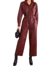 Burgundy Stylish Jumpsuit Real Soft Lambskin Leather Women Classy Party Fashion - £125.56 GBP+