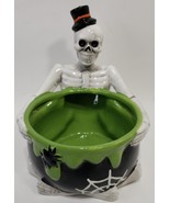 Happy Halloween Skeleton Cauldron Ceramic Candy Dish - $50.03 CAD