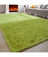 Comet Fluffy Shaggy Area Rugs For Bedroom, 4&#39; X 6&#39;, Green Rug Soft Shag ... - £31.38 GBP