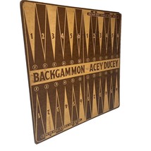 Lowe Backgammon Acey Ducey Checkerboard 2 Sided Wood Like Vintage Game B... - $16.77