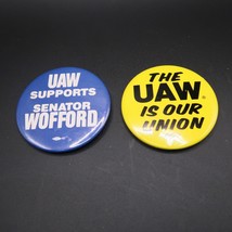 Vintage Union Pin Button Lot of 2 United Auto Workers UAW Political - £11.09 GBP