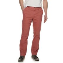 Mens Pants Sonoma Flat Front Straight Red Twill Casual $44 NEW-size 32x30 - £14.55 GBP