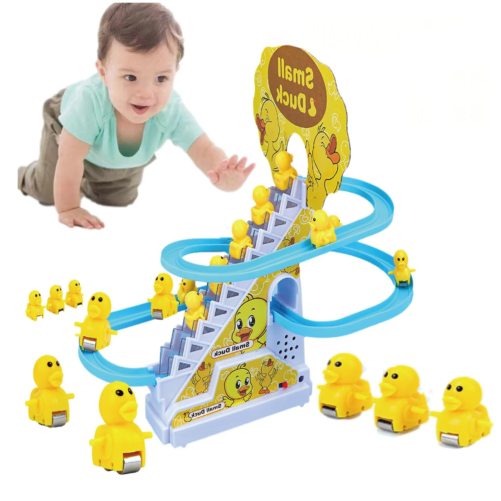 Small Ducks Climbing Toys Electric Ducks Chasing Race Track Game Set with Music - £19.39 GBP