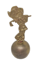 Female Golf Player Handled Made In India Vintage 4.25&quot; Tall  Brass Bell - £9.65 GBP