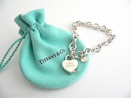 Tiffany &amp; Co Heart Bracelet Love Match Padlock Charm Chain Silver Gift P... - £369.79 GBP
