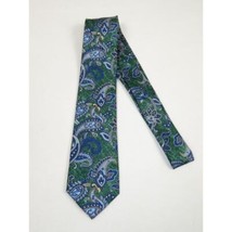Men's 100% Silk Necktie By Bruno Piattelli Paisley Floral Fancy BP5 Green Blue image 2