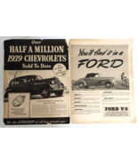  Time Magazine 2 Full Page Print Ad 1939 Chevrolet Ford - £12.45 GBP