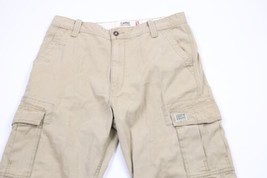 Vintage Y2K Levis Mens 36x32 Faded Loose Fit Straight Wide Leg Cargo Pants Beige - £70.02 GBP