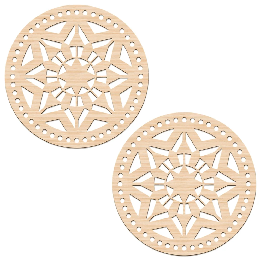 2Pcs DIY Natural Wooden Basket Bottoms Hollow Crochet Wood Base for -No8 - $8.30