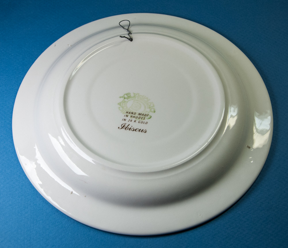 Olympia SA Ceramica Ibiscus 10" Decorative Plate 24K Gold Made in Rhodes Greece Item image 4