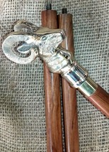 Designer mountain goat walking stick brass cane handle gift - $29.58
