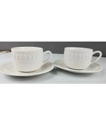 FINE PORCELAIN Italy Set of 2 Demitasse White Cups, with Saucers B79-6 - £7.85 GBP